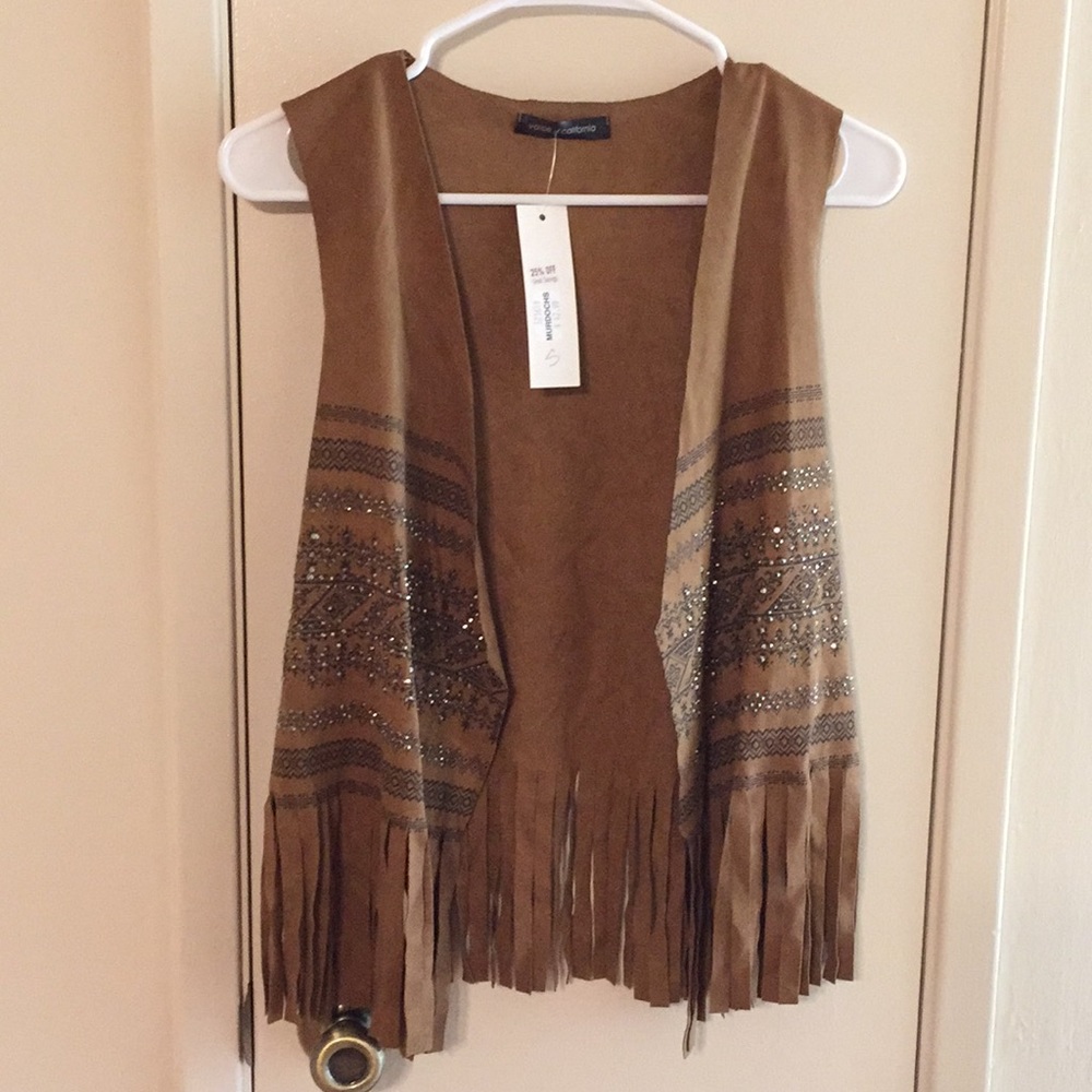 CUTE False Leather Vest Sparkle Coachella NWT S